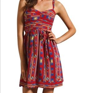 Amanda Uprichard tribal Aztec red print silk dress